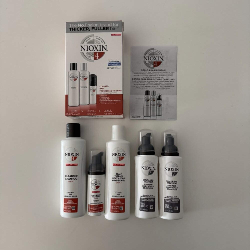 Nioxin System #4 Hair Color Scalp Care Kit + 2 Scalp & Hair Treatment #2 NEW
